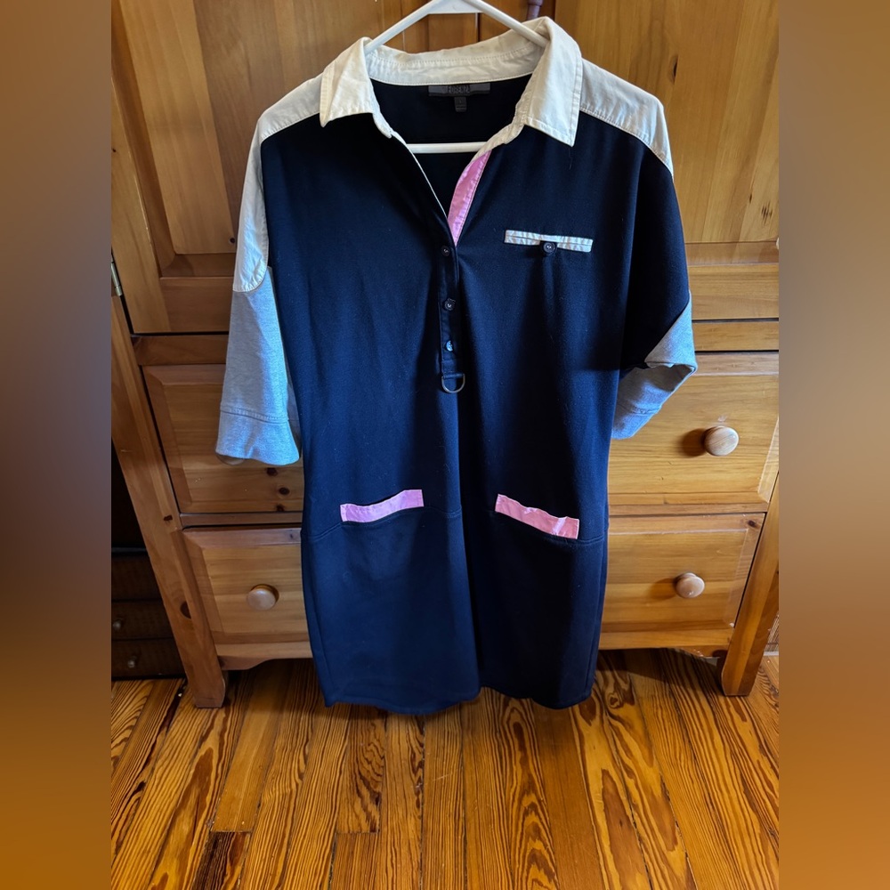 Forenza navy grey  and Pink Collar Shirt dress